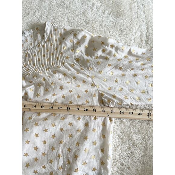 J Crew Blouse Women's Size 12 Metallic Gold Star Silk Cotton Blend - Picture 10 of 11